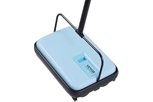 VEVOR Balai Mécanique Largeur de Balayage 170 mm, Balayeuse Manuelle pour Planchers et Tapis avec Bac à Poussière 300 ML Facile à Vider, Nettoyeur de Sols sans Électricité pour Bureau Maison, Bleu
