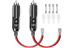 FAELNK Gniazdo zapalniczki samochodowej Wtyczka 12V/24V 2szt Kabel Złącze męskie z 2 10A i 2 15A bezpieczniki bezpieczeństwa Zapalniczka samochodowa Plug