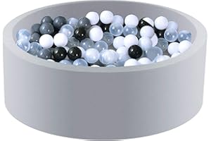 Triclicks Baby Kids Children Ball Pit with 200 Balls, 90 x 30cm / 200 Balls ∅ 7Cm, Soft Toddler Play Round Ball Pool For Indoor and Outdoor, Grey