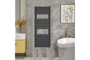 Warmehaus - Minimalist Heated Towel Rail Radiator Bathroom Flat Panel Black 1200 x 600mm - Modern Central Heating Space Saving Radiators - Perfect for Bathrooms