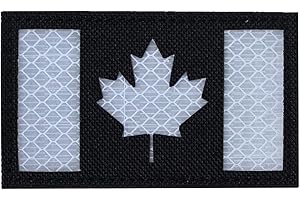 TOPPATCH Canada National Flag Patch Reflective Morale Badge Infrared IR Canadian Maple Tactical Military Uniform Motorcycle Biker Emblem for Coat Vest Jacket Gear Cap Hat Backpack (Black White)