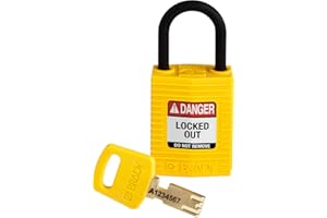 BRADY Candado Compacto Safekey, 33mm x 67mm x 19mm, Amarillo