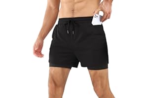 Comilaka Męskie spodenki do biegania 2 w 1 szorty oddychające siłownia trening sportowy spodenki sportowe z kieszenią na telefon