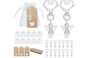 BDHI 60pcs Angel Keychains Angel Favor Keychain Souvenir Wedding Gifts Thank You Gifts Thank You Tags Organza Bags for Baby Shower Bridal Shower Wedding Charm Party Favors(Y182-60)