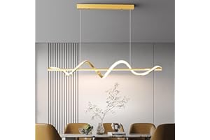 BELLASTEIN Lampa wisząca LED Ściemnialna Lampa wisząca Lampa wisząca, Nowoczesna spiralna Lampa wisząca, Regulowana wysokość lampa stołu jadalnego, Z pilotem, Dotyczy restauracji, kuchni i biura (Złoty, 120cm)