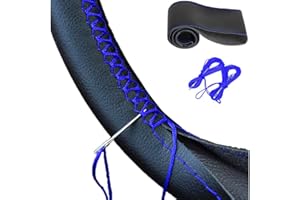 DALLAR Funda de Volante de Coche Universal Cosida - Cubre Volante Coche de Microfibra de Cuero