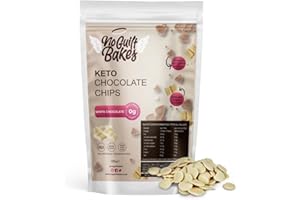No Guilt Bakes | Luxurious Belgian White Chocolate Chips | Perfect for Dipping & Melting | Keto Friendly | No Added Sugar | Authentic Disc Shaped Delight/Buttons | Low Carb| 210g Resealable Pouch