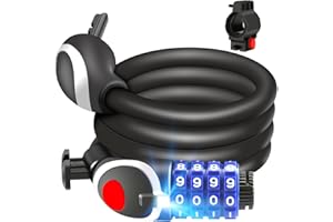 Awroutdoor Candado de Bicicleta Seguridad Candado de Cable Mejor Combinación con Flexible Montaje Cable de Bloqueo antirrobo Alta Seguridad para la Bicicleta al Aire Libre 120cm X12mm