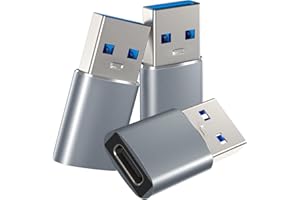 J BONA USB C Female to USB Male Adapter (3-Pack) 3.0 – Type-C to USB-A Converter for Fast Charging & Data Sync – Compatible with iPhone 15/14/13/12, iPad Air, MacBook, Galaxy S21/S20, and More (Silver)