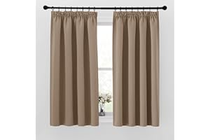 PONY DANCE Zasłony nieprzejrzyste z taśmą marszczącą, 2 sztuki w zestawie, zasłony do pokoju dziecięcego, zaciemniające, krótkie, 160 x 140 cm (wys. x szer.), cappuccino