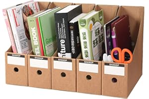 HGGZEG File Magazine Holder, 5 Pack Waterproof Desktop Storage Box A4 Paper Document Organizer for School Dormitory,Office,Home Files Storage (Brown)