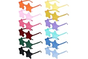 ZHXGO 12 Colorful Star Rimless Sunglasses, Cat Eye Shape Party Glasses Transparent Candy Colour Rimless Glasses for Bachelorette Party (Pentagram)