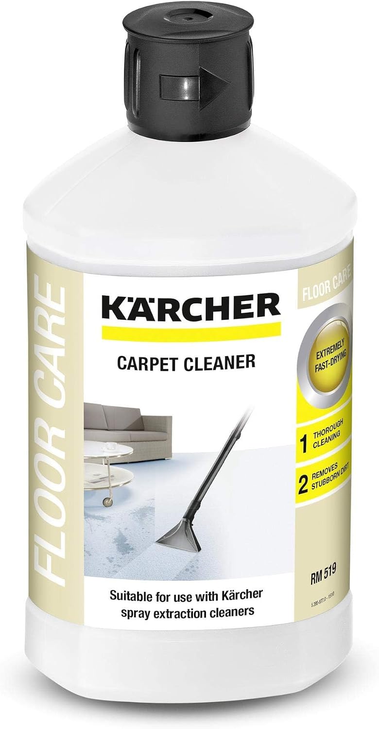 Kärcher Nettoyant pour tapis RM 519, convient pour le nettoyage des tapis, des capitonnages, des sièges de voiture, etc., 1l de concentré donne 40l de produit de nettoyage dilué