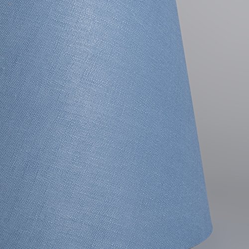 QAZQA Leinen Lampenschirm 20cm rund DS E27 leinen blau , Rund konisch Schirm Pendelleuchte, Schirm Stehleuchte, - 6