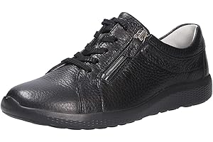 Waldläufer Damskie półbuty sznurowane Ira buty sznurowane, gładka skóra, czas wolny, buty sportowe, jednolite, czarne skórzane