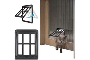 SKJJL Gattaiola, Gattaiola per Cani, Zanzariera per Gatti, Porta Zanzariera per Animali Domestici, Gattaiola a Chiusura Magnetica per Gatti e Cani Di Piccola Taglia, Nero (31,5x 25cm)