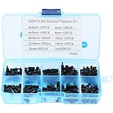 M2 Spacer Kit, 180 Pieces Black M2 Male Female Spacer Screws Nuts Assortment Kit with Box