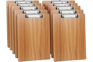 DONGLI (10 Stück) Klemmbrett Holz A4,Schreibbrett Klemmbretter mit Metalklemme und Aufhängeose, Clipboard Schreibplatte für Büro,Restaurant,Schule