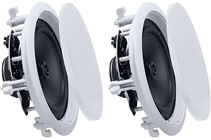 VEVOR Infälld takhögtalare, 203,2 mm, 1 par takhögtalare, 1 par för våt inomhus, hemmabio, täckt veranda, med hifi-ljud, enkel toppeffekt 150 W, 2-vägs jämn montering