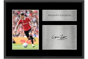 S STEEN Signed Alejando Garnacho A4 Photo Display With Frame Included | Football Memorabilia | Gift For Alejando Garnacho Fans | United Signed Photo Display | Gift For Football Fans