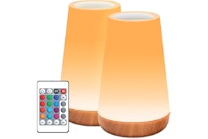 ‎AUXMIR Auxmir Nachttischlampe 2er Set 13 Farben 5 Modi, Nachtlicht Kinder mit Timing Funktion, LED Tischlampe USB Aufladbar Touch Dimmbar & Fernbedienung, Stilllicht Baby für Deko Schlafzimmer Balkon Outdoor