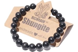 RICHRAIN Schungit Armband Schutz für Männer und Frauen Natürlicher Edelstein Kristall, Stein,