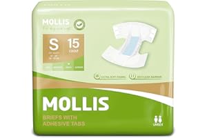 MOLLIS Pañales para Adultos Incontinencia, Bragas Absorbentes para Ancianos, Unisex, Hombres y Mujeres, Máxima Absorción, Control de Olores, Talla S, 15 Unidades