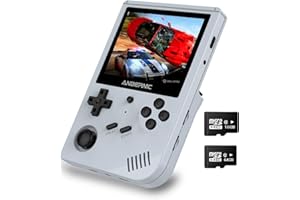ANBERNIC RG351V Handheld Game Console , Open Source System Built-in Wifi Online Sparring 64G TF Card 2500 Classic Games 3.5inch IPS Screen Retro Game Console(Gray)