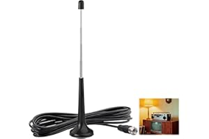 ZESCYHA Antenne Radio FM Dab, Antenne Intérieure FM Télescopique avec Base Magnétique Stable, Compatible Tuners Récepteur Stéréo 75 Ohm Hi-FI et Radios Portables, Installation Plug and Play Câble 3 Mètres