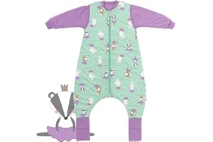 Schlummersack Baby Schlafsack mit Füßen Ganzjährig 2.5 Tog OEKO-TEX | Mit Beinen und Verlängerten Bündchen | Ärmel für Alle Jahreszeiten