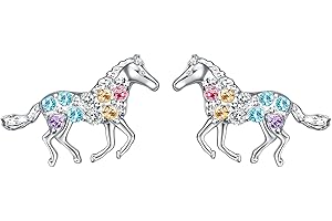 JAGOSEN Horse Girls Gift Earrings Horse Girls Silver Jewellery Girls Rhinestones Horse Earrings Gifts for Girls Women