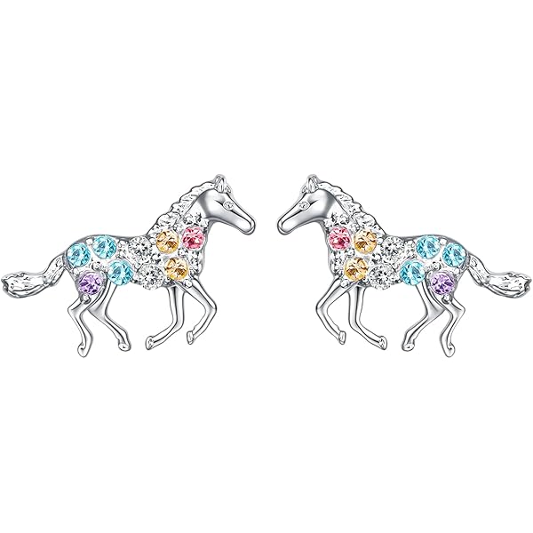 TOFBS Halsketting voor meisjes en paard, zilver, hart, hanger