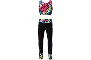 TiaoBug Conjunto de 2 Piezas de Deporte para Niñas Conjunto de Top y Leggings de Yoga Fitness Correr