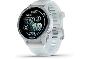 Garmin® Forerunner 570 Montre Intelligente GPS avancée pour Course et Triathlon 42 mm Écran AMOLED Fonctions d'entraînement et de récupération Bleu Nuage Aluminium avec Bande translucide Whitestone