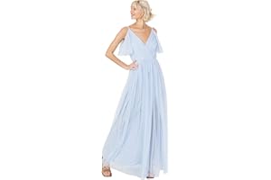 Anaya with Love Women's Ladies Dress Maxi Short Sleeve Cami V Neckline Long Length Empire Waist Bridesmaid Wedding Guest Prom