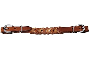 CHALLENGER Horse Western Braided Leather Curb Strap Brass 403RT02
