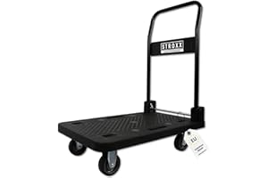 ‎STROXX STROXX – Plattformwagen 150Kg - Extreme leicht - 740x470x930mm (LxBxH) Große Fläche - Transportwagen - Lagerwagen - Transporthilfe - Umzughelfer - rutschfest - klappbar