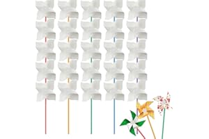 AOOTUERL moulins à Vent Blanc pour Enfants DIY Kit, 15 pcs Kit de moulins à Vent à décorer, Moulins à Vent Jardin Exterieur, pour Moulin à Vent Graffiti Jouets Maternelle Maison École Projets Scolaires