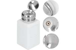 KIMISS Acetone Pump Dispenser 200Ml Press Type Solvent Dispenser Esd Safe Anti Static Square Bottle With Stainless Steel Lid Solvent Dispenser (White)