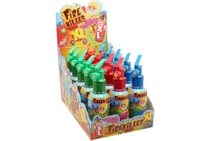 ‎HOPSER FOOD FUN Sweet Flash Fire Killer XL Candy Spray Display - Saures Süßwaren-Spray in Feuerlöscheroptik - 15 Stück - Apfel-, Erdbeer-, oder Mix-Geschmack - XL Spray für Kinder