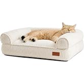 FUKUMARU Cama Sof&aacute; para Gatos, Acogedora cama de pana para gatos de interior con funda extra&iacute;ble y lavable, Camas antidesliza