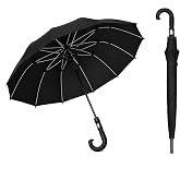 H HANSEL HOME Long Automatic Umbrella, Windproof Umbrella with Curved Handle, Reinforced Ribs, Waterproof and Resistant, Larg
