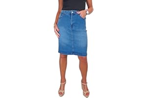 Paulo Due Women's Knee Length Stretch Denim Skirt Ladies Pencil Jeans Skirt 10-22