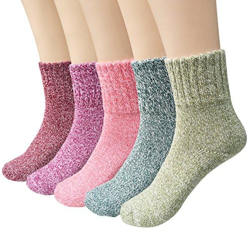 Genfien Girl's Boy's Toddlers Socks 5 Pairs in Set Solid Plain Multicolour Cotton Blend Thermal Cute Lovely