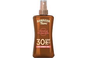 ‎HAWAIIAN TROPIC Hawaiian Tropic Glowing Protection Sunscreen Dry Oil Spray Mist, wasserfest LSF 30 UVA- + UVB-Schutz Sonnenspray, Sonnenschutz mit tropischem Duft und hawaiianisch inspirierten Botanicals, 200 ml