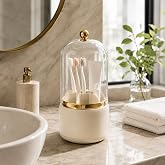 7 B&ouml;lmeli Kapaklı Diş Fır&ccedil;alık, Gold Detaylı Banyo D&uuml;zenleyici Organizer, Şeffaf Kapaklı Diş Fır&ccedil;ası ve Macun Saklama Standı 