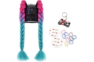 GYMARK Casco de cola de caballo para mujer, trenzas de pelo con ventosa para motocicleta, motocross, motocicleta, bicicleta, decoración de mujer, 2 piezas