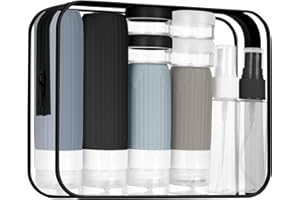 BUTBU Reiseflaschen Set - 19 Stück Travel Essentials, Silikon Reiseflaschen für Damen Herren, Reisegröße Behälter, Shampoo Lotion Creme Seife (Schwarz)