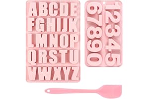 VEXRAN Forme de silicone lettres de paiement et forme de silicone, A-Z & 0-9 Moules de silicone en alphabet en grande forme d'arrosage 3D pour la forme du chocolat, résine époxy, boulangerie et artisanat