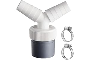 FRESILKORA Washing Machine Waste Splitter,Dishwasher Y Connection Adapter with 2 Hose Clamp,Double Connection Y-Shaped Waste Pipe Connector,Y-Piece Splitter Connector Drain Adaptor for Tumble Washing Dryer